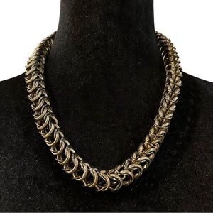 Natasha Couture Necklace Interwoven Metal Spine Like Style Adjustable Length